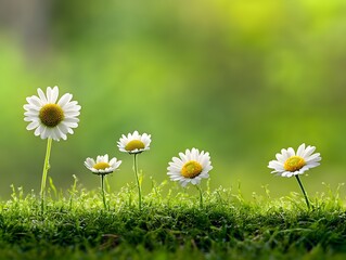 Daisies in green nature wallpaper stages of growth