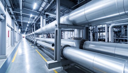 Fototapeta premium modern industrial facility with steel pipelines