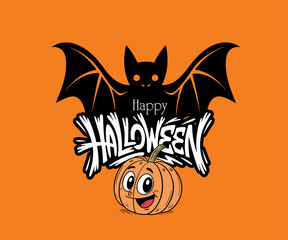halloween pumpkin with bats