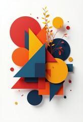 vibrant geometric shapes abstract artwork clean minimalist background, design, vector, graphic, pattern, triangle, square, circle, color, contrast, bright