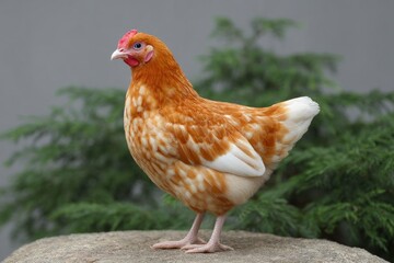 Golden Hen: A Rustic Portrait of a Speckled Chicken