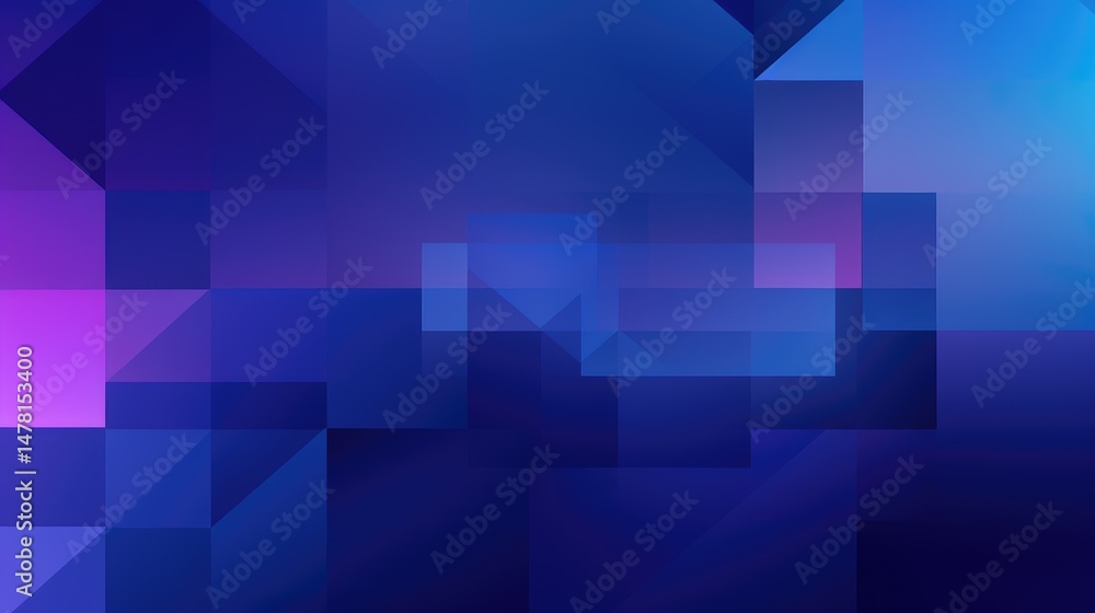 Wall mural blue gradient background with abstract geometric shapes in a blue and purple color palette for a web