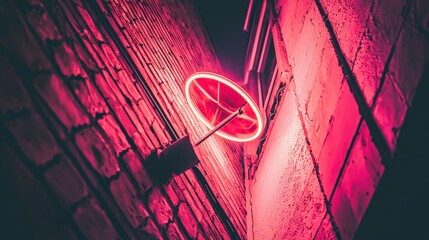 Neon Sign Illuminates Dark Alleyway with Vibrant Colors at Night