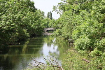 La rivière le Loir dans la ville, ville de Montoire sur le Loir, département du Loir et Cher, France