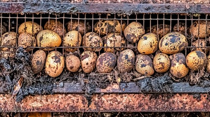 Turtle Eggs Nest Protected by Wire Cage Against Poaching and Predation