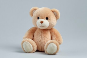 Obraz premium Adorable Beige Teddy Bear: Plush Toy, Gentle Expression, Soft Fur