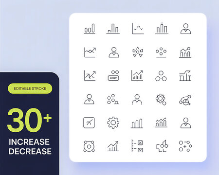 Minimalist Line Icon Set 30 Icons in a 6x5 Grid