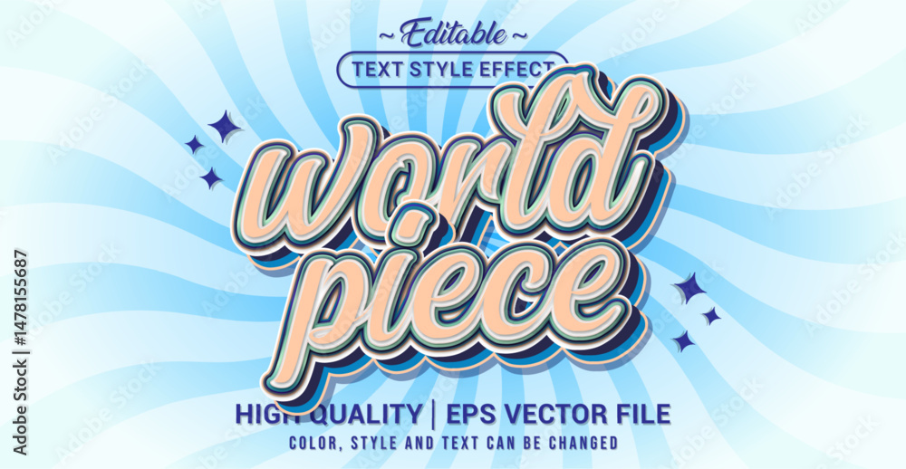 Poster Editable text style effect - World Piece text style theme. Vector text style illustration template.