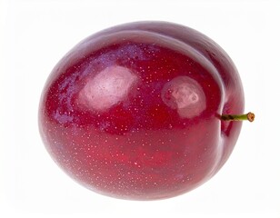 Plum with Glossy Skin on Isolated White Background