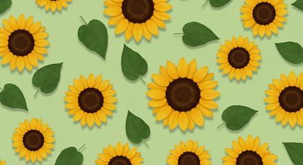 seamless pattern with sunflowers