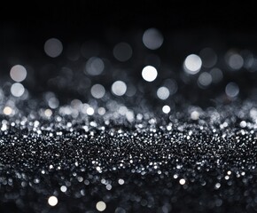 Silver and black glitter bokeh background