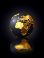 Luxury 3D Gold Globe Illustration: Sustainable World and Economy Representation