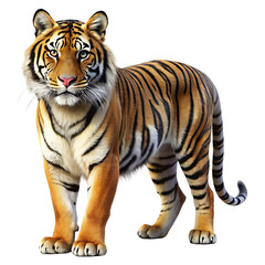Fototapeta premium Majestic tiger portrait in full stance stunning animal illustration isolated on transparent background