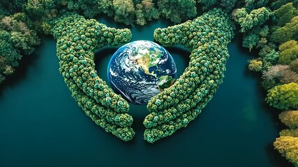 Earth protected by green hands