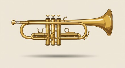 Obraz premium Single Gold Trumpet Musical Instrument 