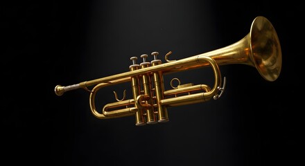 Obraz premium Single Gold Trumpet Musical Instrument 