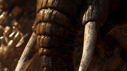 A close-up sketch highlighting the texture of an elephant's skin and tusks