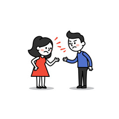 Fototapeta premium Couple arguing over finances in vector art style 