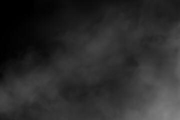 Smoke fog white clouds on black background