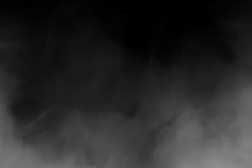 Smoke fog white clouds on black background