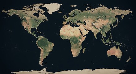 World Map Illustrating Earth's Continents and Oceans