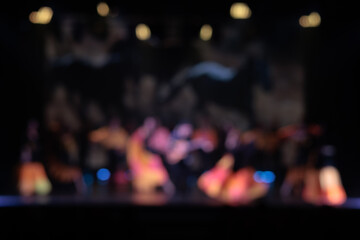 Texture blurs, blurred highlights scenic concert lights and smoke