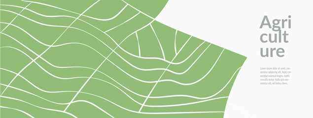 Green field vineyard wheat rice and tea elegant modern abstract vector design. Geometric pattern, eco-friendly element highlight farmland and agriculture. Aerial view with wavy lines, for packaging