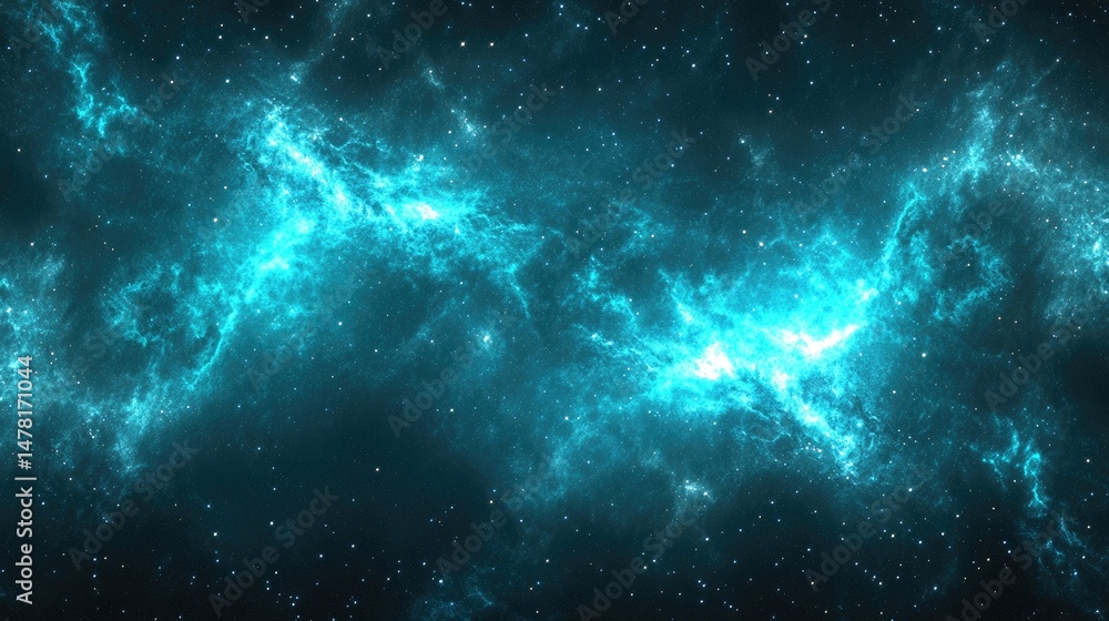 Poster celestial nebulae display of luminous cosmic clouds.