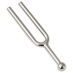 Polished metal tuning fork isolated transparent background medical audiology instrument
