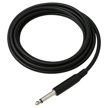 Coiled Black Instrument Cable with Jack Plug Professional Audio Equipment