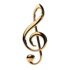 Fototapeta premium A gleaming golden treble clef floats against a stark black background creating a visual symphony of form