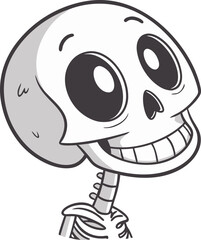 Happy Skeleton Illustration: A friendly, smiling cartoon skeleton illustration is full of cheer and joy. Perfect for Halloween or health-related educational projects.