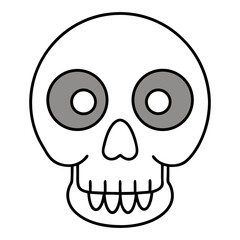 Skull Outline Illustration: A simple, clean, and stylized illustration of a human skull, depicted with an outline, highlighting its structure and form.