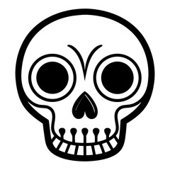 Cartoon Skull: A simplified cartoon illustration of a human skull, with large eyes, a rounded shape, and a playful expression. Perfect for projects needing a whimsical, friendly, or spooky touch.