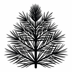 Silhouette Illustration of Dense Palm Fronds Creating a Visually Intricate Pattern
