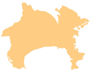 神奈川県　地図　オレンジ　イラスト