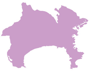 神奈川県　地図　紫　イラスト