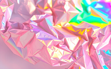 Crinkled Iridescent Cellophane Abstract Background