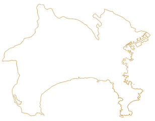 神奈川県　地図　白　イラスト