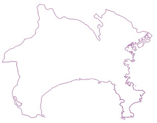 神奈川県　地図　白　イラスト