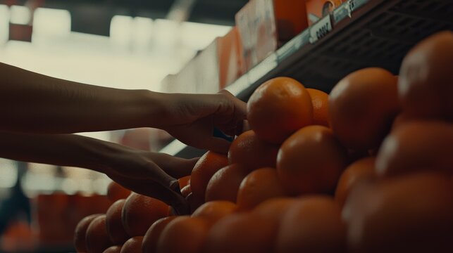 Employee Restocking Fresh Produce While Checking for Spoilage
