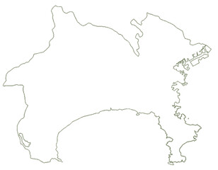 神奈川県　地図　白　イラスト