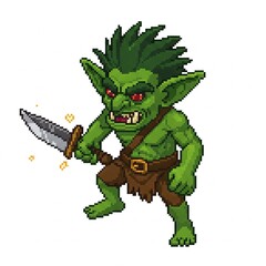Obraz premium Isometric pixel art goblin
