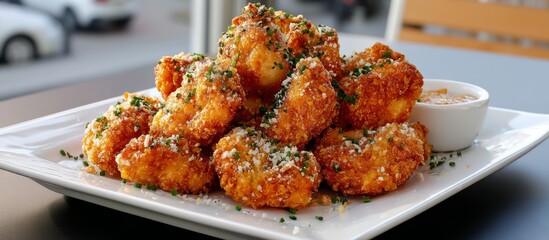 Crispy Fried Popcorn Chicken with Delightful Dipping Sauce