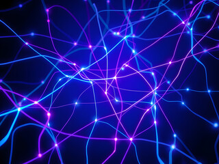 Glowing Network Lines Neural Pathways Abstract Background
