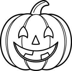Happy Jack-o'-lantern: A cheerful jack-o'-lantern design, perfect for autumn, Halloween, or fall festivities. This simple, line art pumpkin design is ideal for cards, decorations, and more.