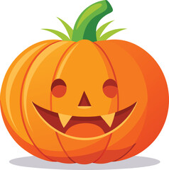 Smiling Halloween Pumpkin: A charming, grinning pumpkin, the iconic symbol of Halloween. Capturing the essence of the holiday's fun and festive atmosphere with its cheerful carved face.