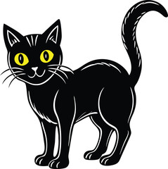 Black and White Cat Vector Illustration Cute Cartoon Style