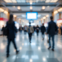 defocus blurred entering at convention hall background