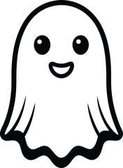 Funny Cartoon Ghost Seal Character with a Smile and Tooth